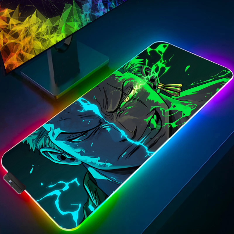Gaming Keyboard He - Uma peça zoro mouse pad rgb