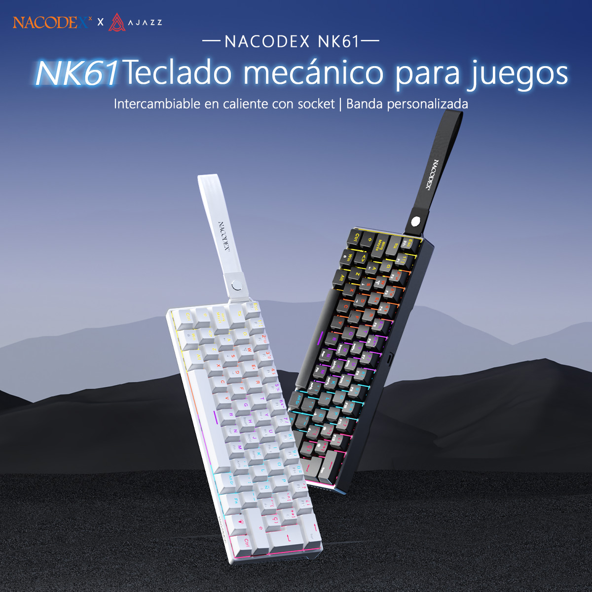 Gaming Keyboard No Rgb - Teclado Mecânico Gamer AJAZZ NK61 com