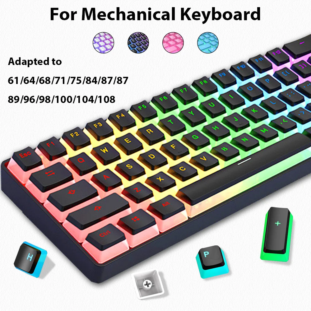 Gaming Keyboard No Rgb - 129 teclas pudim keycaps pbt duplo