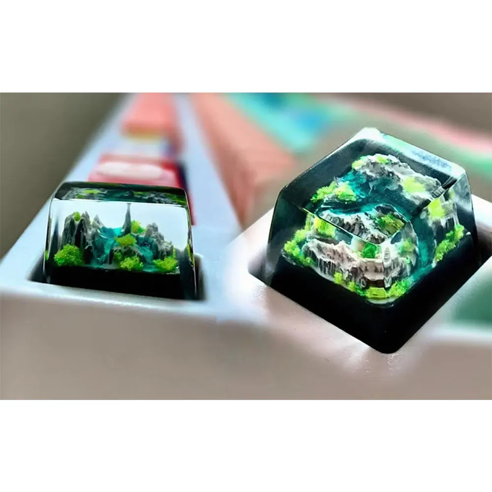 Gaming Keyboard No Rgb - Montanha e mar keycaps resina artesanal