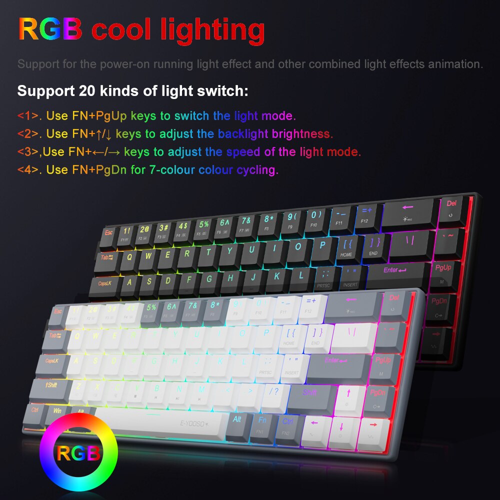 E-YOOSO a68 rgb mini fino usb  - Gaming Keyboard Mobile avaliação e preço