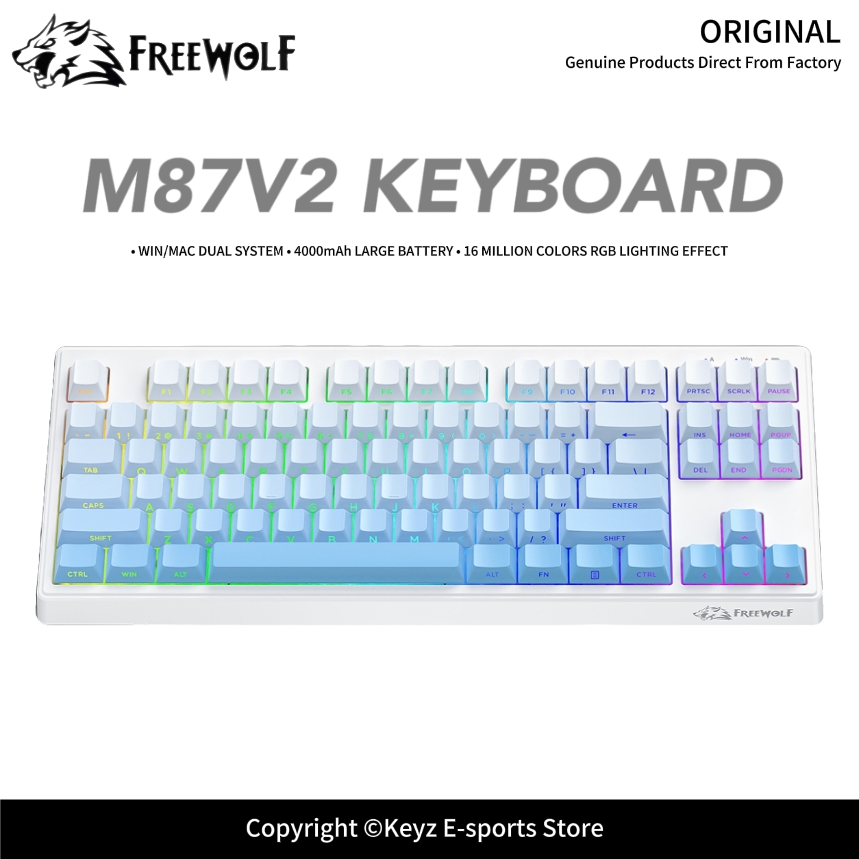 Teclado Gamer Tri-Mode FREEWOL - Keyboard Gaming Transparent avaliação e preço