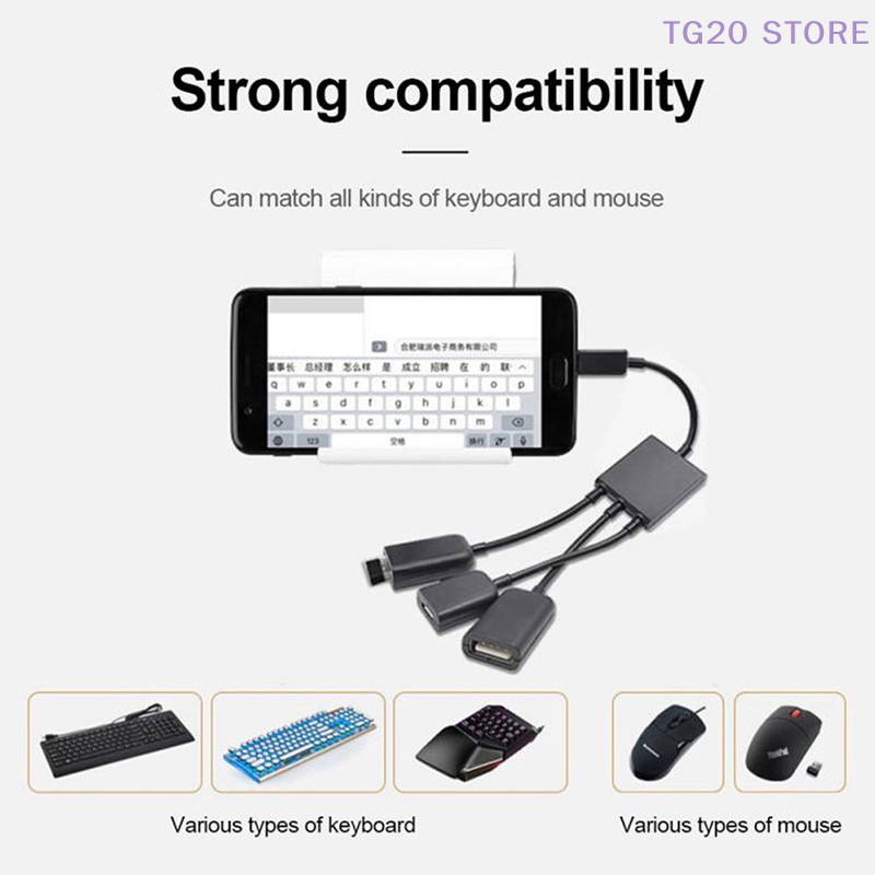 Micro USB para 2 OTG Port HUB  - Gaming Keyboard Type C avaliação e preço