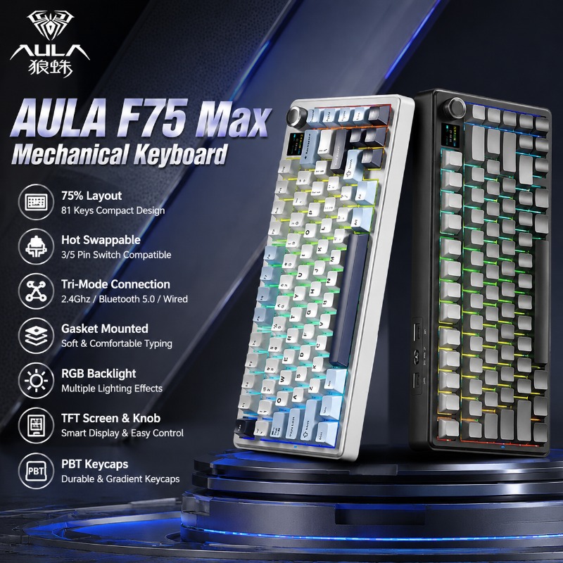 Teclado Mecânico AULA F75 Max, - Gaming Keyboard He avaliação e preço